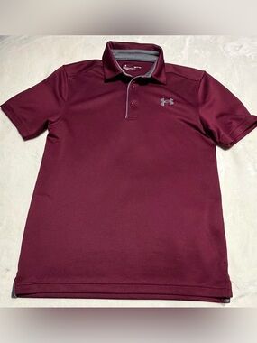 Under Armour Burgundy Polo with Gray Logo Trim